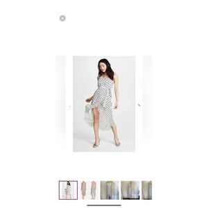 Alice + Olivia Dress Womens 4 Midi Mable Faux Wrap Polka Dot Belted Summer White